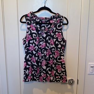 Black & White Signature by Larry Levine Pink Floral Sleeveless Blouse